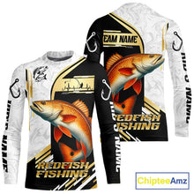Load image into Gallery viewer, Personalized Redfish fishing shirts Custom sun protection Red Drum fishing team jerseys | Gold NQS11690