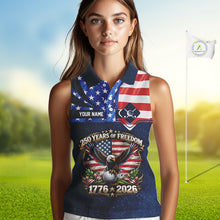 Load image into Gallery viewer, Freedom 250th Anniversary American Flag Sleeveless Golf Polo shirts Custom patriotic team golf outfit NQS11693