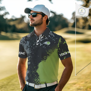 Black and Green Camo Golf Polo shirt for Men Custom golf team uniform golf outfit NQS9797