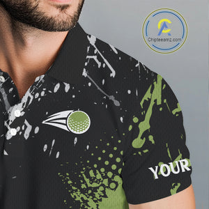 Black and Green Camo Golf Polo shirt for Men Custom golf team uniform golf outfit NQS9797