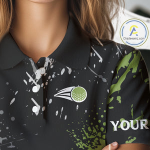 Black and Green Camo Golf Polo shirt for Women Custom golf team uniform golf outfit NQS9797