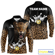 Load image into Gallery viewer, Custom Leopard Bowling Polo, Quarter Zip Jerseys for Men, Personalized Leopard Bowling Team shirts NQS11570