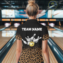Load image into Gallery viewer, Custom Leopard Bowling Polo, Quarter Zip Jerseys for Women, Personalized Leopard Bowling Team shirts NQS11570