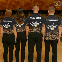 Load image into Gallery viewer, Custom Leopard Bowling Polo, Quarter Zip Jerseys for Women, Personalized Leopard Bowling Team shirts NQS11570