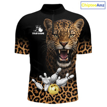 Load image into Gallery viewer, Custom Leopard Bowling Polo, Quarter Zip Jerseys for Men, Personalized Leopard Bowling Team shirts NQS11570