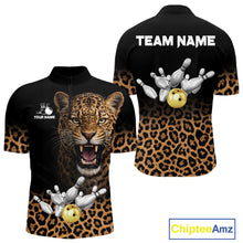 Load image into Gallery viewer, Custom Leopard Bowling Polo, Quarter Zip Jerseys for Men, Personalized Leopard Bowling Team shirts NQS11570