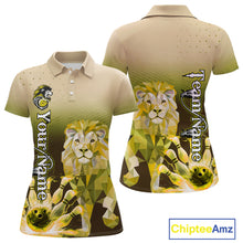 Load image into Gallery viewer, Yellow Lightning Lion Bowling Polo, Quarter Zip Shirts for Women Custom Lion Bowling Team jerseys NQS11569