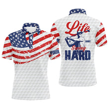 Load image into Gallery viewer, American flag patriotic white Mens golf polo shirt custom life is short swing hard golf shirt for men NQS5609