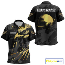 Load image into Gallery viewer, Black &amp; Gold Eagle golf polo shirts for Kid custom Kid&#39;s golf team shirts, personalized golf gifts NQS10208