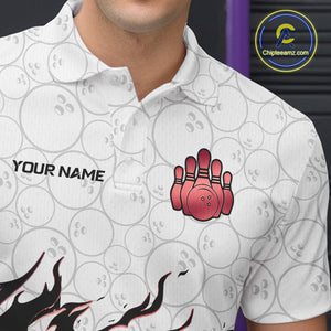 Black and White Camo Bowling Shirts For Men Custom Bowling Team League Jerseys | Red NQS10563