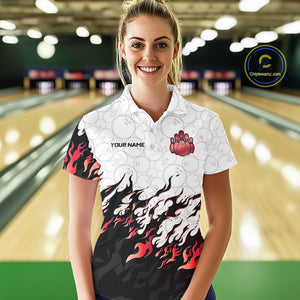 Black and White Camo Bowling Shirts For Women Custom Bowling Team League Jerseys | Red NQS10563