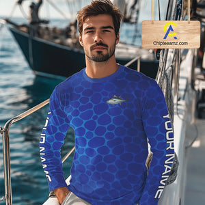 Blue Sea Camo Tuna fishing shirts custom name saltwater Tuna fishing sun protection fishing apparel NQS10054
