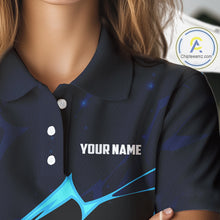 Load image into Gallery viewer, Vintage American Flag blue lightning Women Golf polo shirts Custom patriotic Golf outfit For ladies NQS10059
