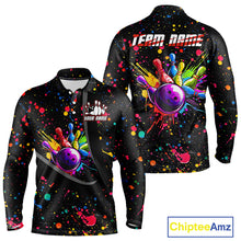 Load image into Gallery viewer, Colorful bowling jerseys Bowling Polo, 1/4 Zip Shirt for Men Custom Bowling Team shirts for bowlers NQS10363