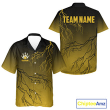 Load image into Gallery viewer, Black and Yellow gradient storm Lightning thunder Bowling Hawaiian shirt Custom Bowling Team Jerseys NQS11172