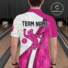Load image into Gallery viewer, Custom Bowling Polo, Quarter Zip Shirt For Men Pink flame camo Bowling shirts, Bowling Team jerseys NQS11585