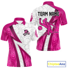 Load image into Gallery viewer, Custom Bowling Polo, Quarter Zip Shirt For Men Pink flame camo Bowling shirts, Bowling Team jerseys NQS11585