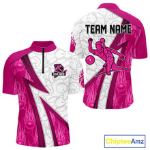 Load image into Gallery viewer, Custom Bowling Polo, Quarter Zip Shirt For Men Pink flame camo Bowling shirts, Bowling Team jerseys NQS11585