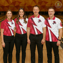 Load image into Gallery viewer, Custom Bowling Polo, Quarter Zip Shirt For Women Red flame camo Bowling shirts, Bowling Team jerseys NQS11586