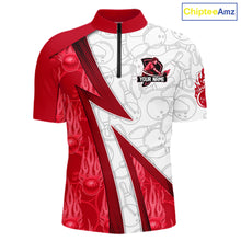 Load image into Gallery viewer, Custom Bowling Polo, Quarter Zip Shirt For Men Red flame camo Bowling shirts, Bowling Team jerseys NQS11586