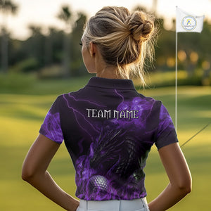 Purple Flame Dragon Women Golf polo shirts Custom Dragon team ladies golf outfit, gift for golf lover NQS10792
