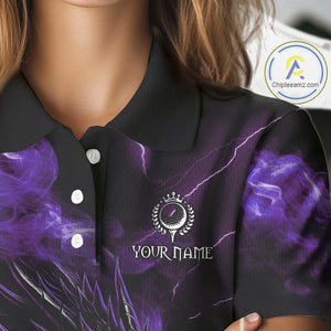 Purple Flame Dragon Women Golf polo shirts Custom Dragon team ladies golf outfit, gift for golf lover NQS10792