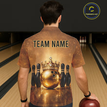 Load image into Gallery viewer, Black and Gold crown Bowling ball pins Bowling Hawaiian Shirts Custom Bowling Team league jerseys NQS11593