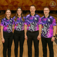Load image into Gallery viewer, Custom Purple Bowling Jersey Lightning Thunder Funny tornado Bowling Shirts for Men, bowling uniforms NQS11594