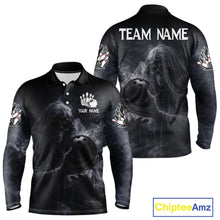 Load image into Gallery viewer, Custom Smoke Skull reaper Bowling Polo, 1/4 Zip Shirts for Men, Team bowling outfit Jerseys NQS11596