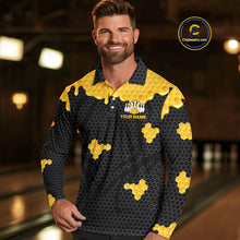 Load image into Gallery viewer, Custom Black and Yellow Honey Bee Bowling Shirts For Men, Bee Bowling Team Bowlers Outfit NQS10376