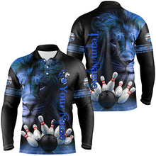Load image into Gallery viewer, Lion Bowling Polo, Quarter Zip Shirts For Men Custom Bowling League Shirt Team Jerseys Outfits | Blue NQS8860
