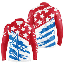 Load image into Gallery viewer, Red White and Blue American flag Mens golf polo shirts custom patriotic men's golf apparel NQS8633