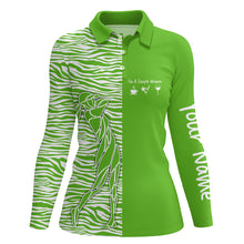 Load image into Gallery viewer, Green Womens golf polo shirt custom I'm a simple women coffee golf wine zebra pattern ladies golf tops NQS5403