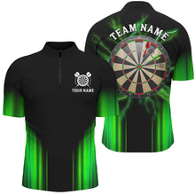 Load image into Gallery viewer, Black and Green Light Dart Polo, Quarter Zip Shirt For Men Custom Dart Jerseys For Team NQS9332