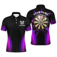 Load image into Gallery viewer, Black and Purple Light Darts Polo, Quarter Zip Shirt For Men Custom Darts Jerseys For Team NQS9334