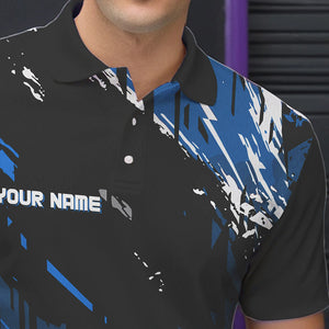 Black and Blue Mens bowling shirts Custom retro bowling ball and pins bowling team league jerseys NQS9474