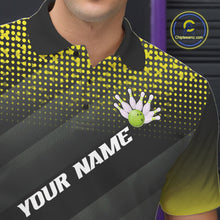 Load image into Gallery viewer, Yellow Bowling Custom Men Bowling Polo, Quarter zip Shirts Bowling Team Jerseys Bowling Tournament NQS10605