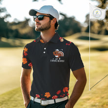 Load image into Gallery viewer, Funny black orange Thanksgiving pattern Golf Polo Shirt For Men custom Turkey golf tops NQS10838