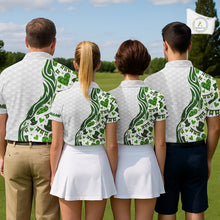 Load image into Gallery viewer, Custom White and Green St Patrick's day pattern Golf Polo Shirts For Women, team ladies golf outfit NQS11209