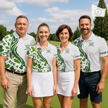 Load image into Gallery viewer, Custom White and Green St Patrick's day pattern Golf Polo Shirts For Women, team ladies golf outfit NQS11209