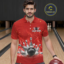 Load image into Gallery viewer, Personalized Red Flame Funny Bowling shirts for Men My drinking team has a bowling problem NQS11615
