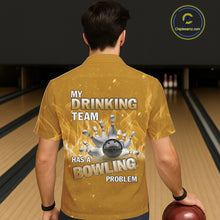 Load image into Gallery viewer, Personalized Yellow Flame Funny Bowling Button-up shirts My drinking team has a bowling problem NQS11616