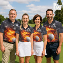 Load image into Gallery viewer, Custom Orange Flame Lightning Thunder Womens Golf Polo Shirt, Golf attire For Ladies Golfing Gifts NQS11619