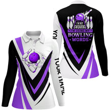 Load image into Gallery viewer, Custom bowling polo shirts for women I'm not swearing, I'm using my bowling words purple bowl shirts NQS7434