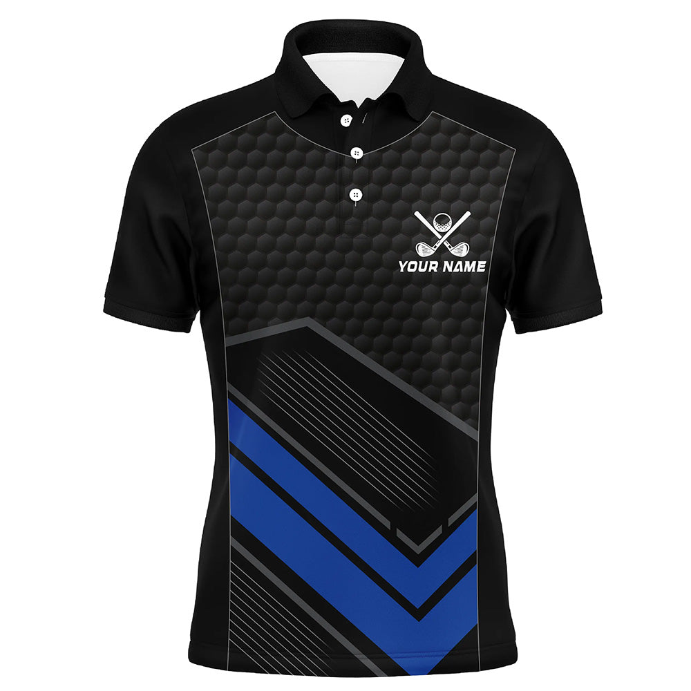 Black and Blue Mens golf polo shirts custom golf outfits for men, personalized golf gifts NQS8013