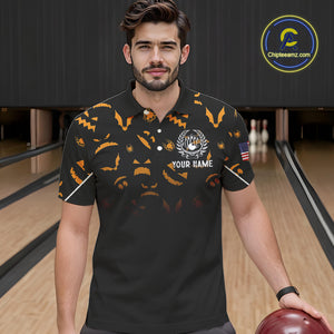 Custom American flag patriotic funny halloween pattern Bowling shirt for men bowling team jersey NQS10414