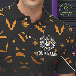 Custom American flag patriotic funny halloween pattern Bowling shirt for men bowling team jersey NQS10414