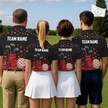 Load image into Gallery viewer, Funny Black and Red Heart Pattern Valentine Golf Shirts For Men Custom Valentine Golf Gifts For him NQS11229