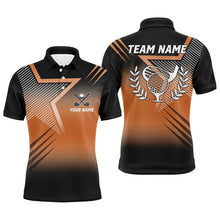 Load image into Gallery viewer, Black and orange star pattern Mens golf polo shirts custom men's golf apparel, golfing gifts NQS7797