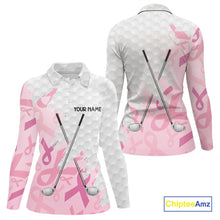 Load image into Gallery viewer, Breast cancer Women golf polo shirts custom Pink ribbon pattern golf clubs team golf tops for ladies NQS10423